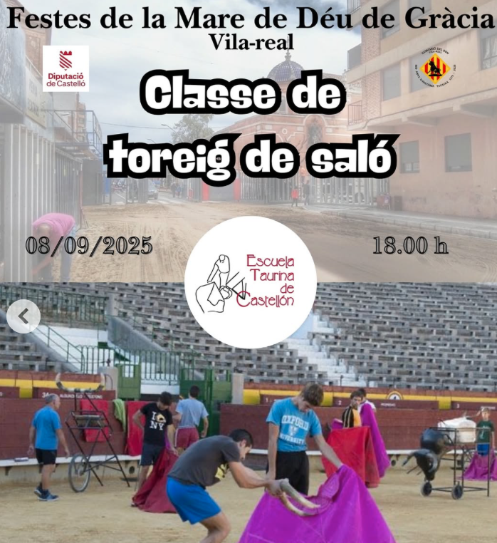 Vila-real impulsa l’afició taurina entre els més joves amb una classe de toreig de saló