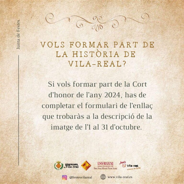 Obert el termini per a formar part de la Cort d’honor de Vila-real 2024