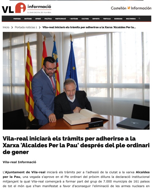 Alcaldes per la Pau 2017. 10 anys de Vila-real Informació