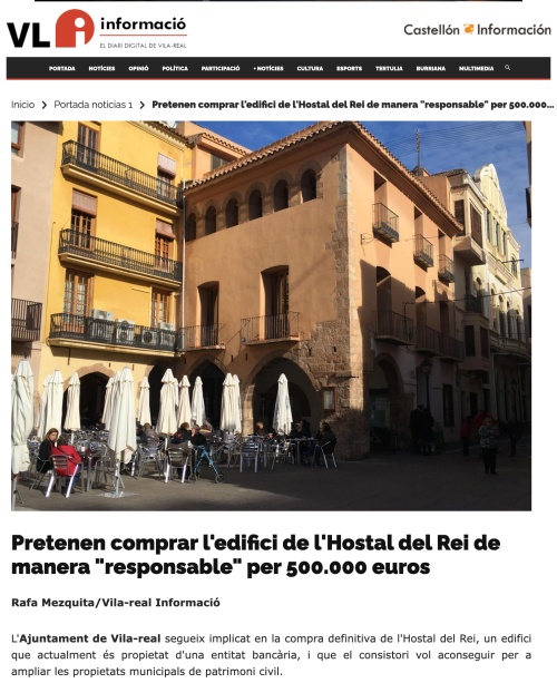 Compra de l'hostal del Rei 2017. 10 anys de Vila-real Informació
