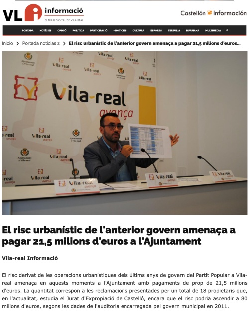 Risc urbanístic Vila-real. setembre 2016 Vila-real Informació