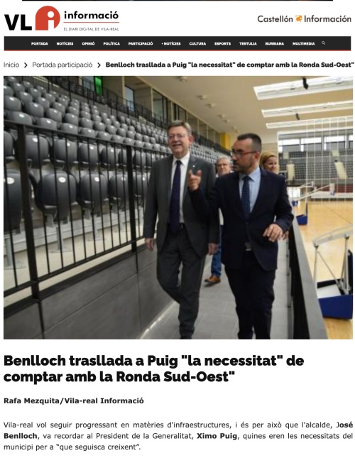 Benlloch demana Puig la Ronda Sudoest. Vila-real informació 2026