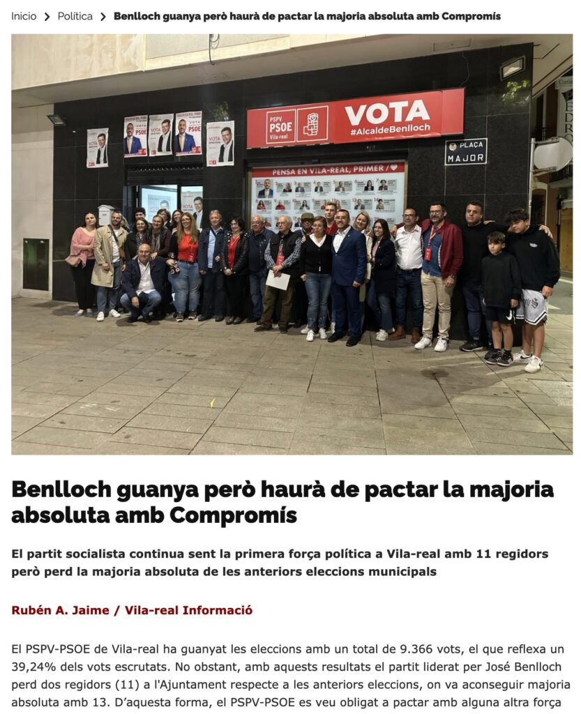 Eleccions municipals 2023 Vila-real. Vila-real Informació