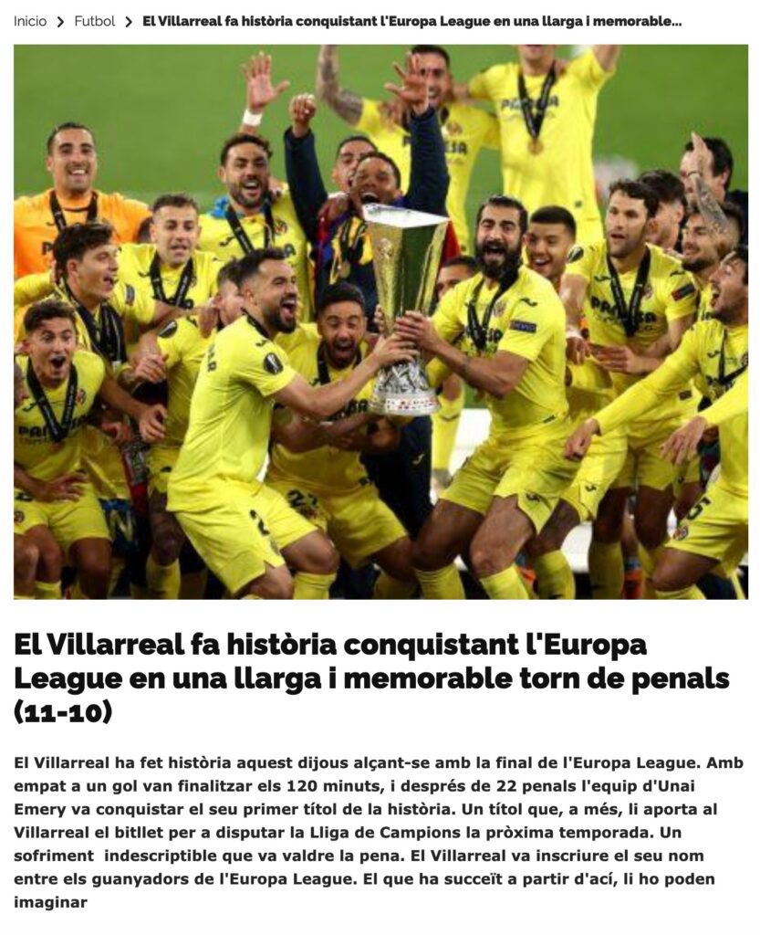 El Villarreal fa història a la Europe League. 10 anys de Vila-real Informació